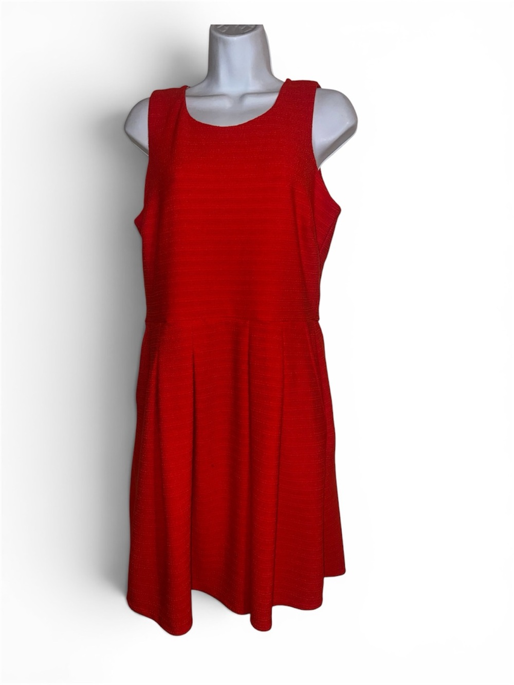 Draper James Red Sleeveless Scoop-Neck Fit & Flare Mini Dress side pockets SZ M